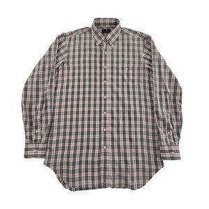 Vintage Saks Fifth Avenue Shirt Men's 16 1/2 - 35/36 Red Gray Plaid EUC BU LS